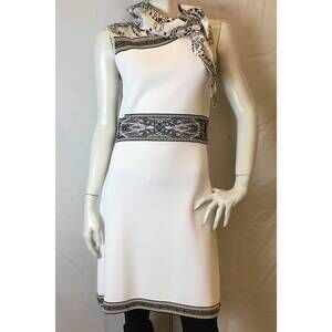 NEW CAVALLI CLASS women's scarf neck knit dress in white